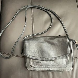 Vintage Fossil Black Leather Bag - sling